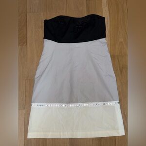 Ann Taylor Women’s Strapless Colorblock Black, Gray & Cream Dress Size 8